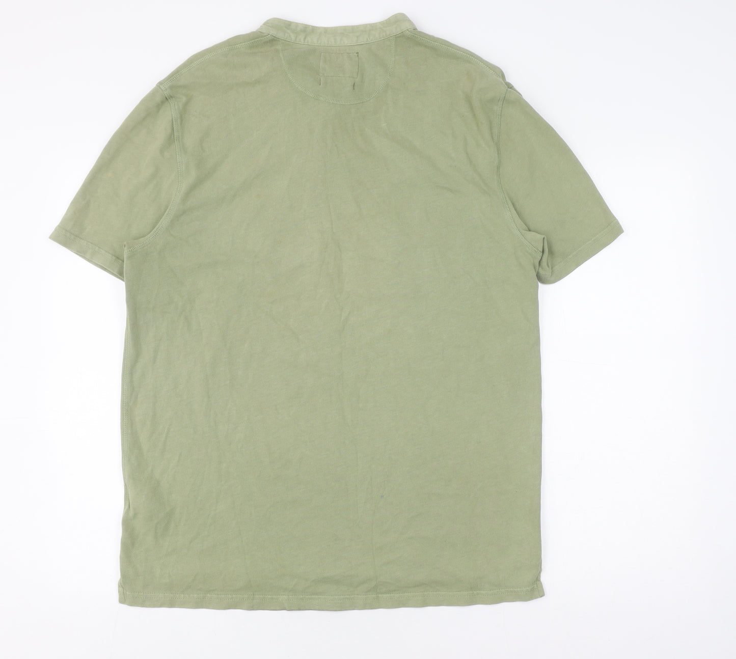 White Stuff Men's Green Cotton Henley T-Shirt Size M