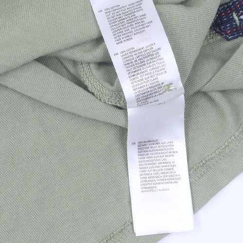 White Stuff Men's Green Cotton Henley T-Shirt Size M