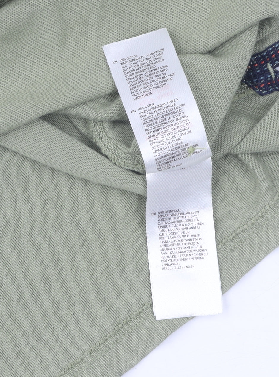 White Stuff Men's Green Cotton Henley T-Shirt Size M
