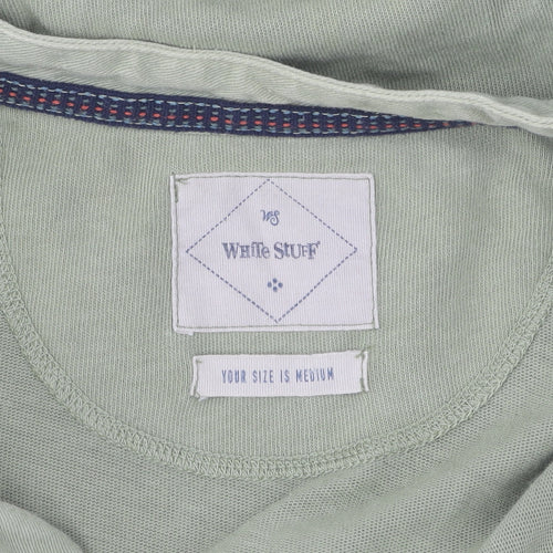 White Stuff Men's Green Cotton Henley T-Shirt Size M