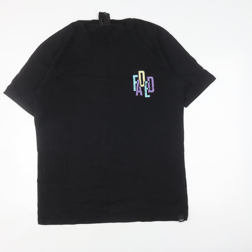 Faded Black Graphic T-Shirt for Men - Size L