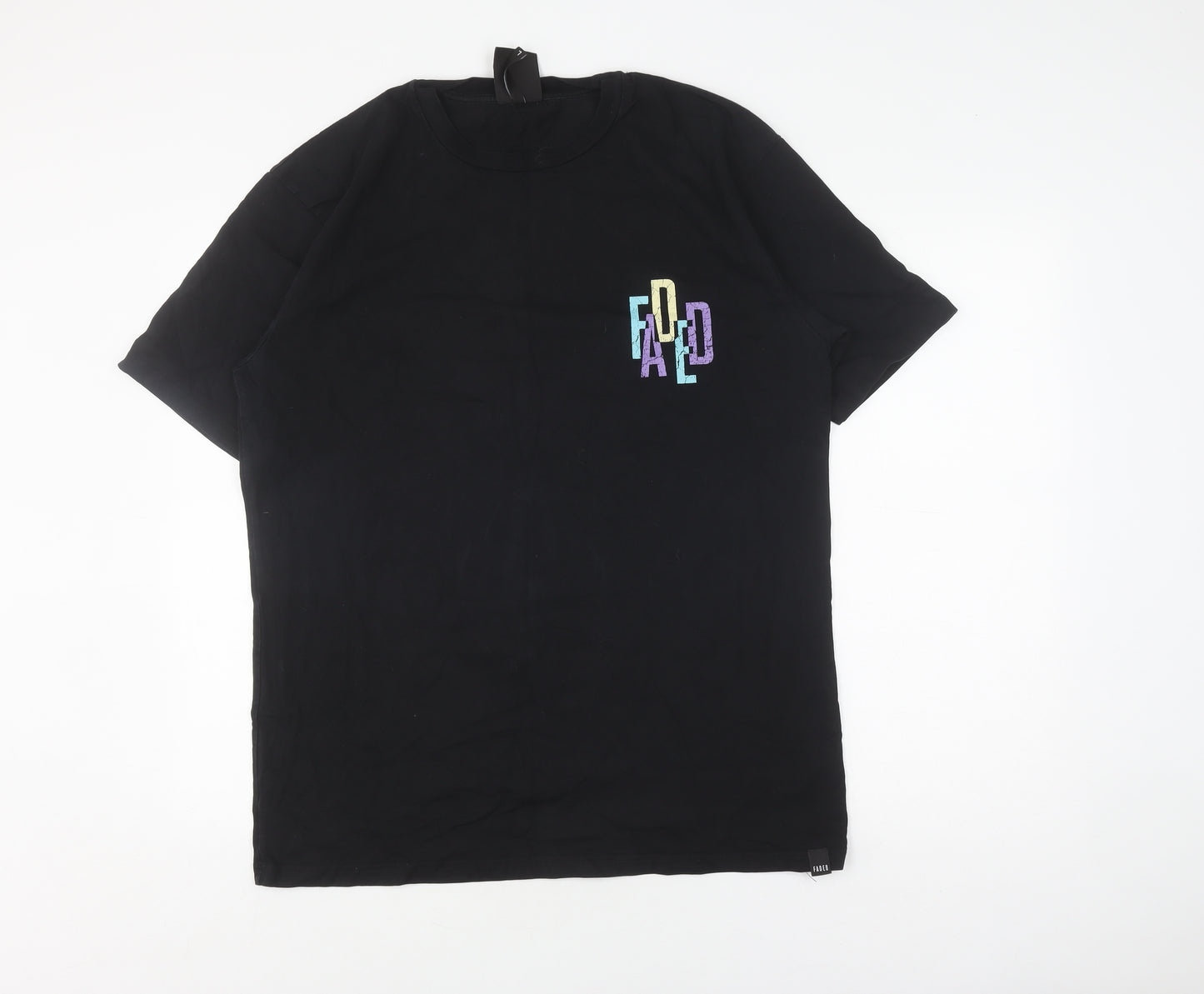 Faded Black Graphic T-Shirt for Men - Size L