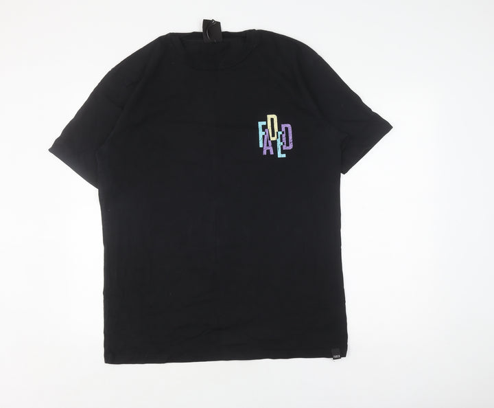 Faded Black Graphic T-Shirt for Men - Size L