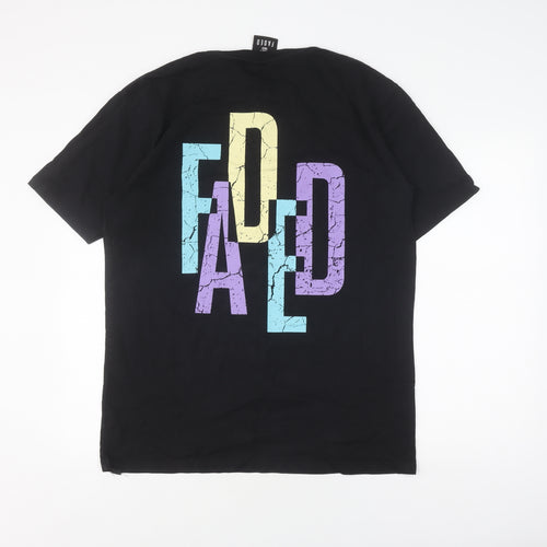 Faded Black Graphic T-Shirt for Men - Size L