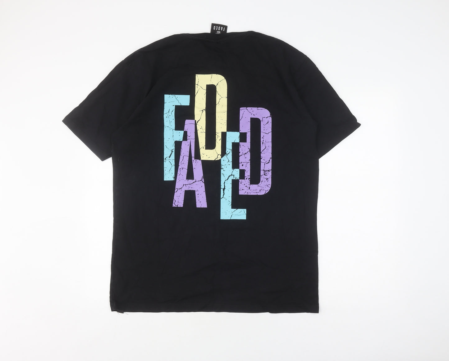 Faded Black Graphic T-Shirt for Men - Size L