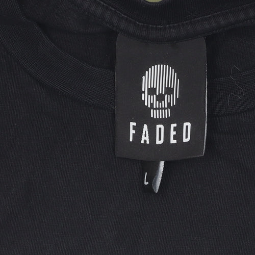 Faded Black Graphic T-Shirt for Men - Size L