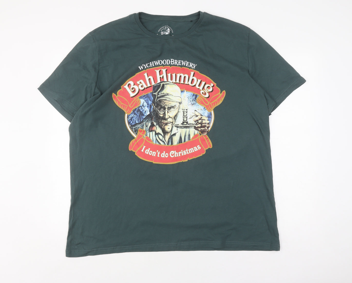 George Men's Green Christmas T-Shirt XL, Graphic Print