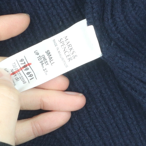 Marks and Spencer Men's Blue Full Zip Jumper S