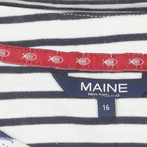 Maine New England Women's Black Striped T-Shirt Size 16