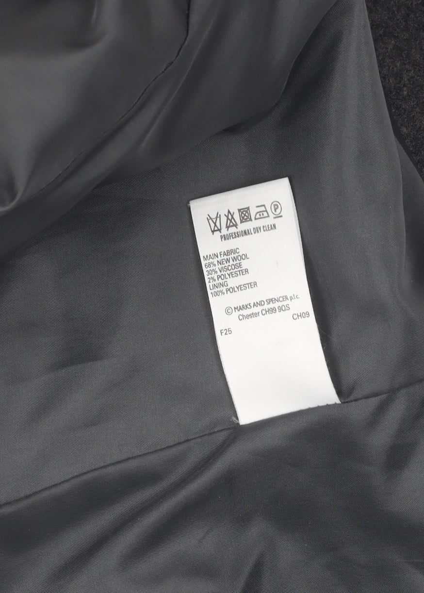 Marks and Spencer Grey Wool Blend Women's Overcoat Size 24