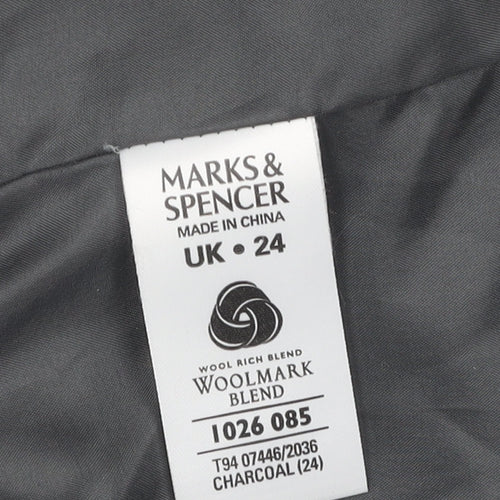 Marks and Spencer Grey Wool Blend Women's Overcoat Size 24