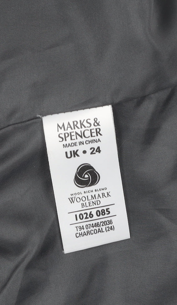 Marks and Spencer Grey Wool Blend Women's Overcoat Size 24