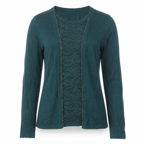 Honor Millburn Women's Green Cardigan S Round Neck Knit