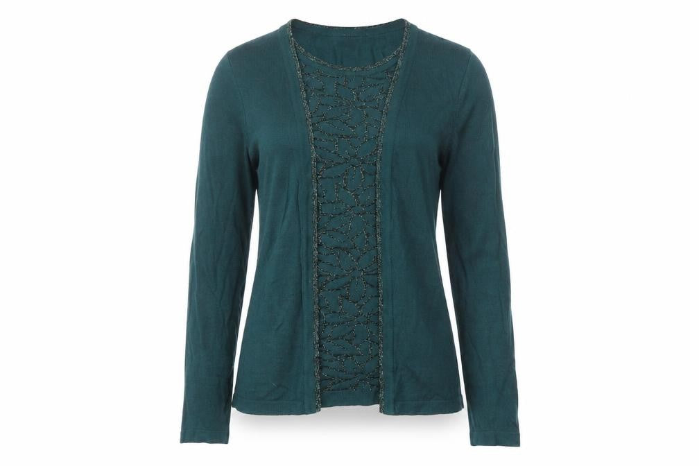 Honor Millburn Women's Green Cardigan S Round Neck Knit