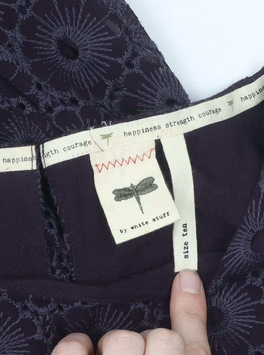 White Stuff Women's Black A-Line Sleeveless Dress - Size 10