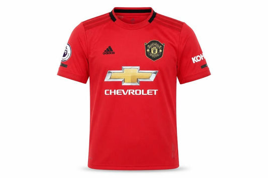 Front view of Adidas Red boys’ football jersey m - sports style activewear