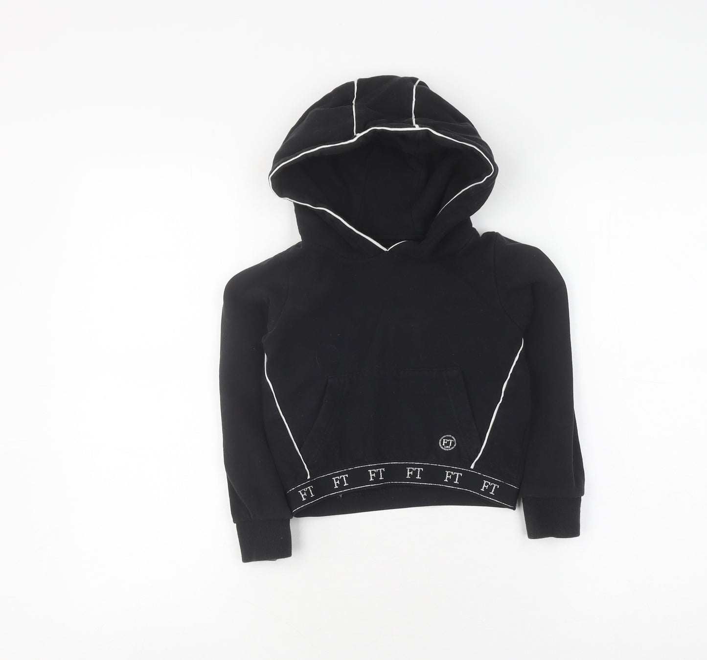 Firetrap Girls Black Pullover Hoodie 6-7 Years Cotton