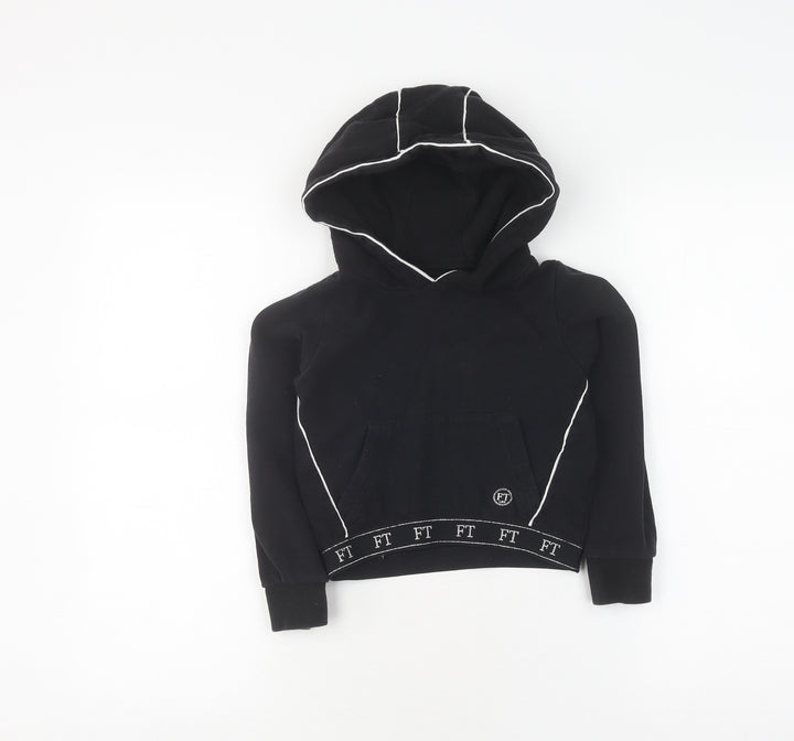 Firetrap Girls Black Pullover Hoodie 6-7 Years Cotton