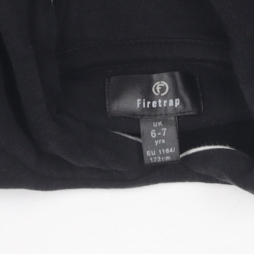 Firetrap Girls Black Pullover Hoodie 6-7 Years Cotton