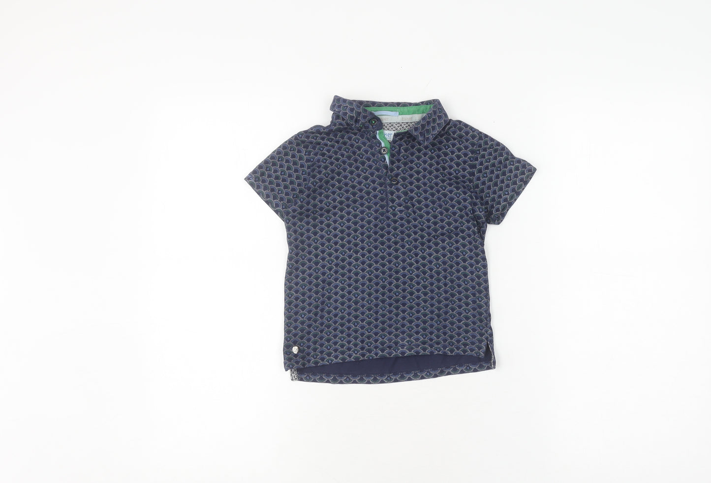 Ted Baker Boys Blue Geometric Polo Shirt, Size 2-3 Years