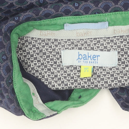 Ted Baker Boys Blue Geometric Polo Shirt, Size 2-3 Years