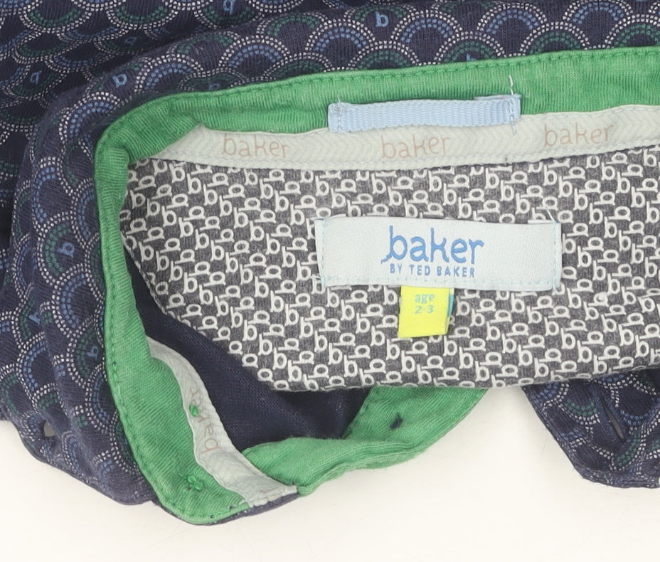 Ted Baker Boys Blue Geometric Polo Shirt, Size 2-3 Years