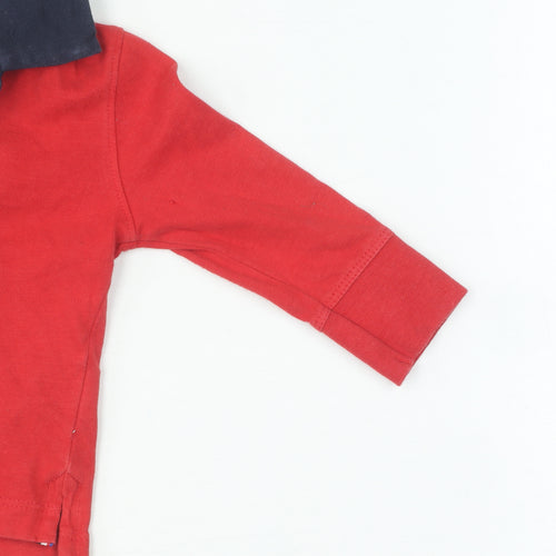 Tommy Hilfiger Boys Red Polo 3-6 Months Long Sleeve Top