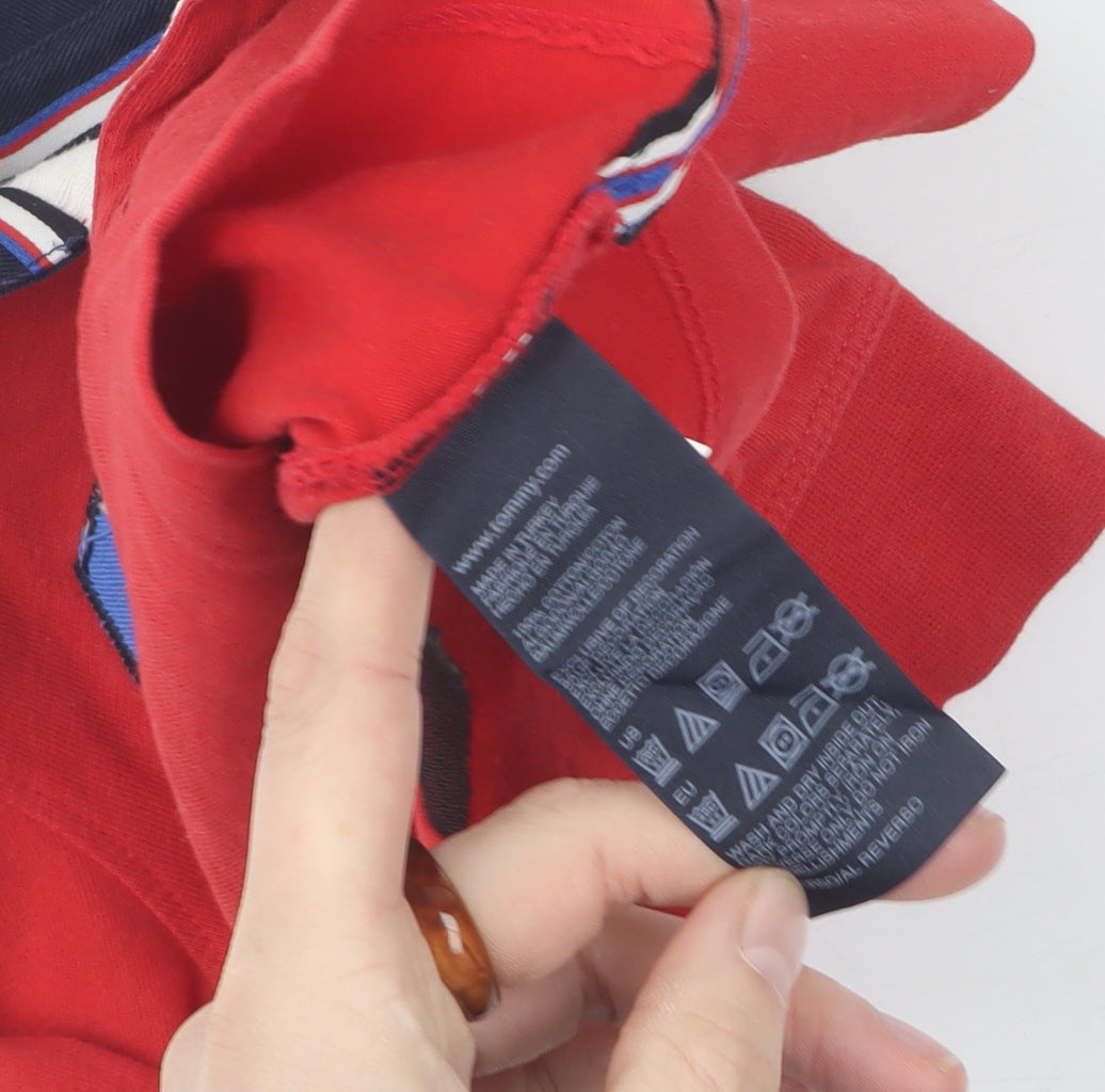 Tommy Hilfiger Boys Red Polo 3-6 Months Long Sleeve Top