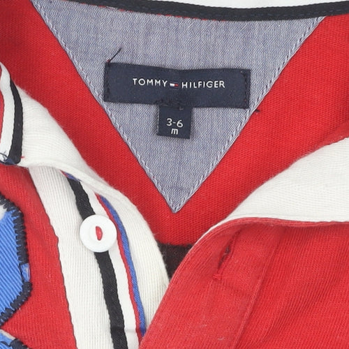 Tommy Hilfiger Boys Red Polo 3-6 Months Long Sleeve Top