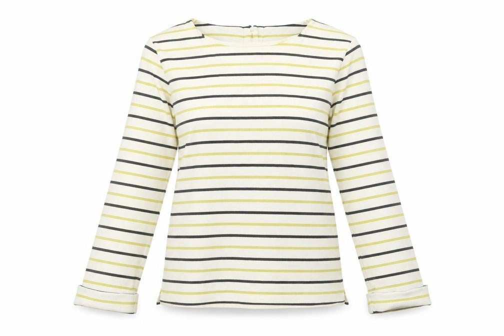 Front view of L.K. Bennett Women's Yellow Striped jumper S