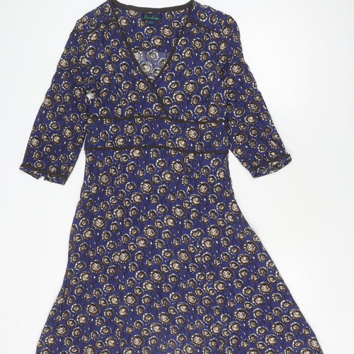 Boden Women's Blue Floral Wrap Dress, Size 12