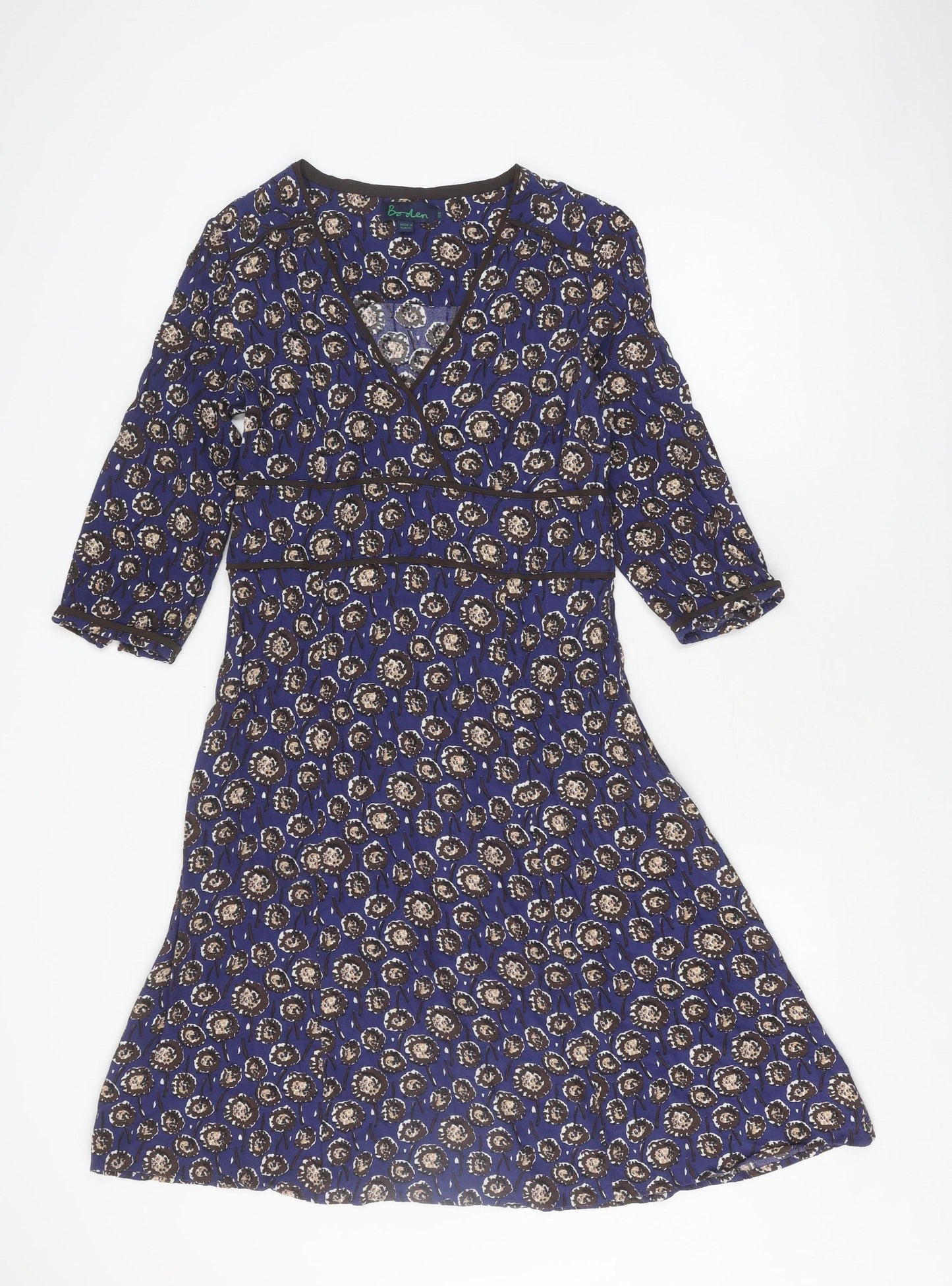 Boden Women's Blue Floral Wrap Dress, Size 12