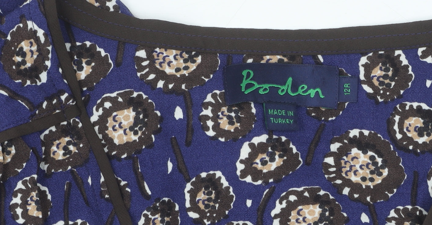Boden Women's Blue Floral Wrap Dress, Size 12