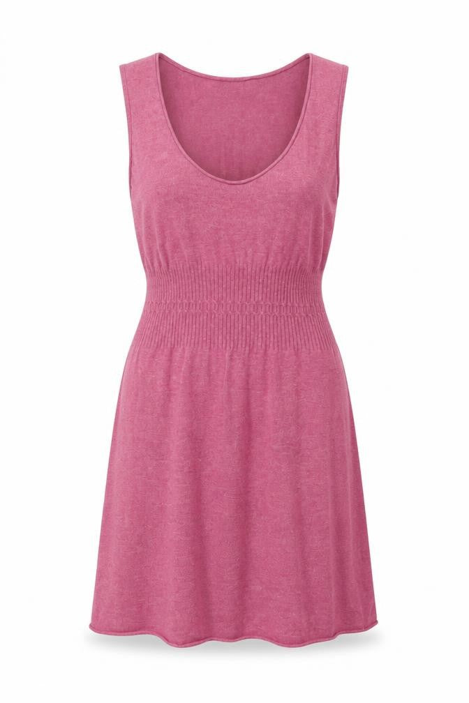 Front view of Weird Fish Women's Pink A-Line Knit Dress, size 12