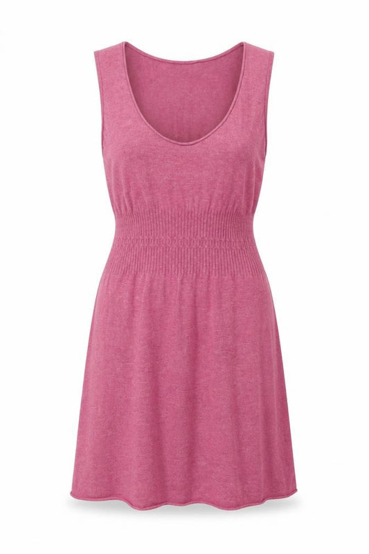 Front view of Weird Fish Women's Pink A-Line Knit Dress, size 12