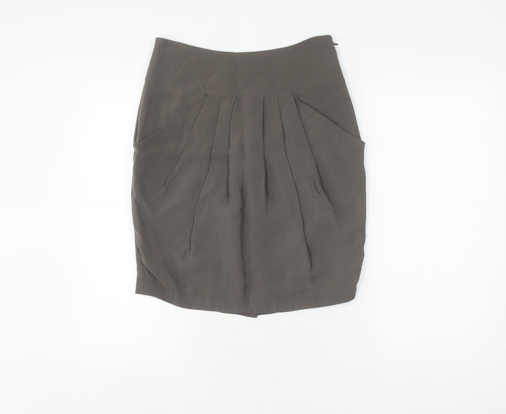 Reiss Women's Grey Pleated Knee Length Skirt Size 8