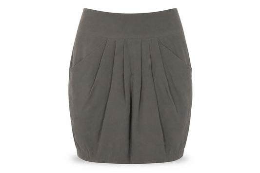 Front view of Reiss Women's Grey Pleated Knee Length Skirt, size 8