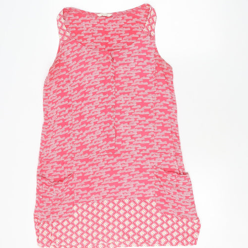 Pink Geometric Sleeveless Shift Dress - Size 10