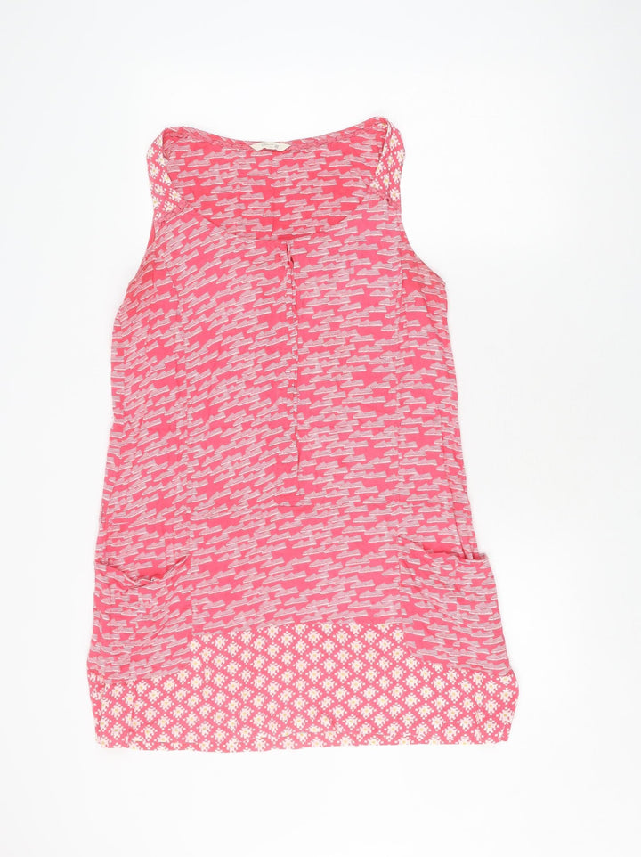Pink Geometric Sleeveless Shift Dress - Size 10
