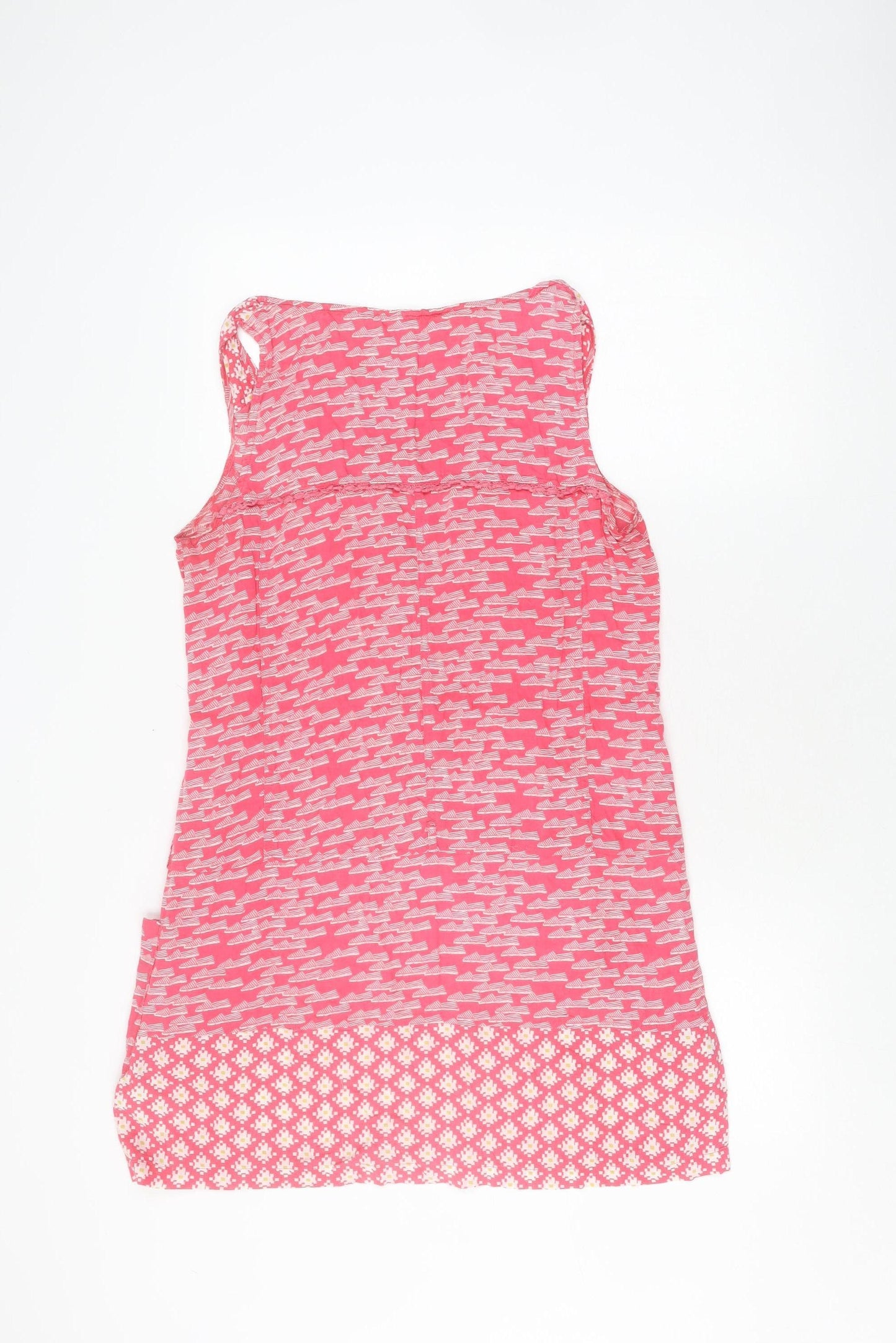 Pink Geometric Sleeveless Shift Dress - Size 10