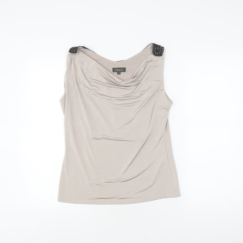 Alexon Women's Beige Lace Accent Tank, Size S, Cowl Neck