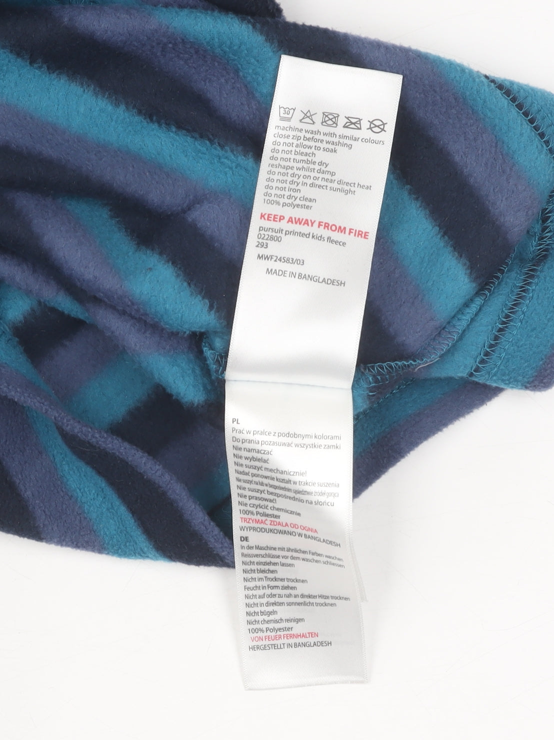 Mountain Warehouse Boys Blue Striped Fleece Sweatshirt 9-10 Years