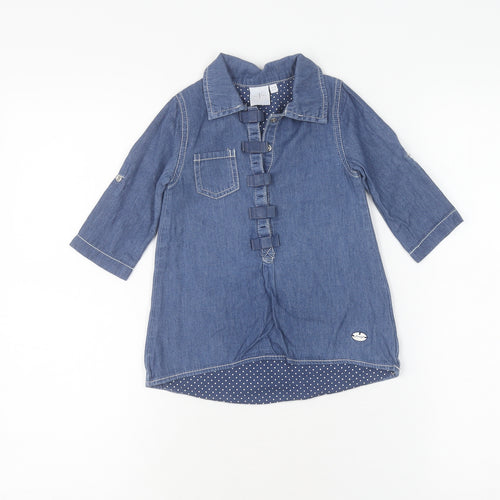 Jasper Conran Unisex Baby Blue Shirt Dress 12-18 Months