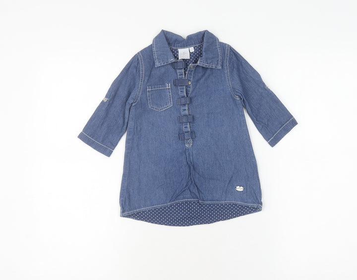 Jasper Conran Unisex Baby Blue Shirt Dress 12-18 Months