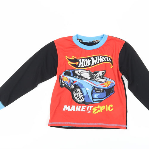 Character.com Boys Hot Wheels Graphic T-Shirt, Red/Black, 5-6 Years