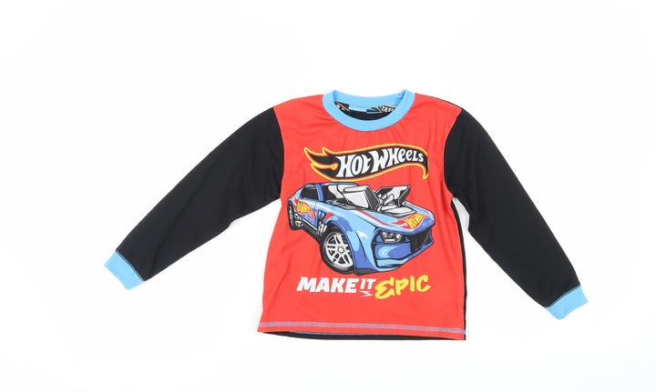 Character.com Boys Hot Wheels Graphic T-Shirt, Red/Black, 5-6 Years