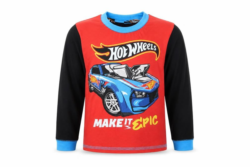 Character.com Boys Hot Wheels Graphic T-Shirt, Red/Black, 5-6 Years