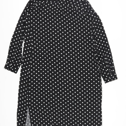 JoJo Maman Bébé Women's Black Polka Dot Shirt Dress Size 10