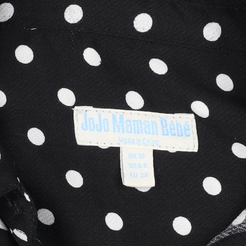 JoJo Maman Bébé Women's Black Polka Dot Shirt Dress Size 10