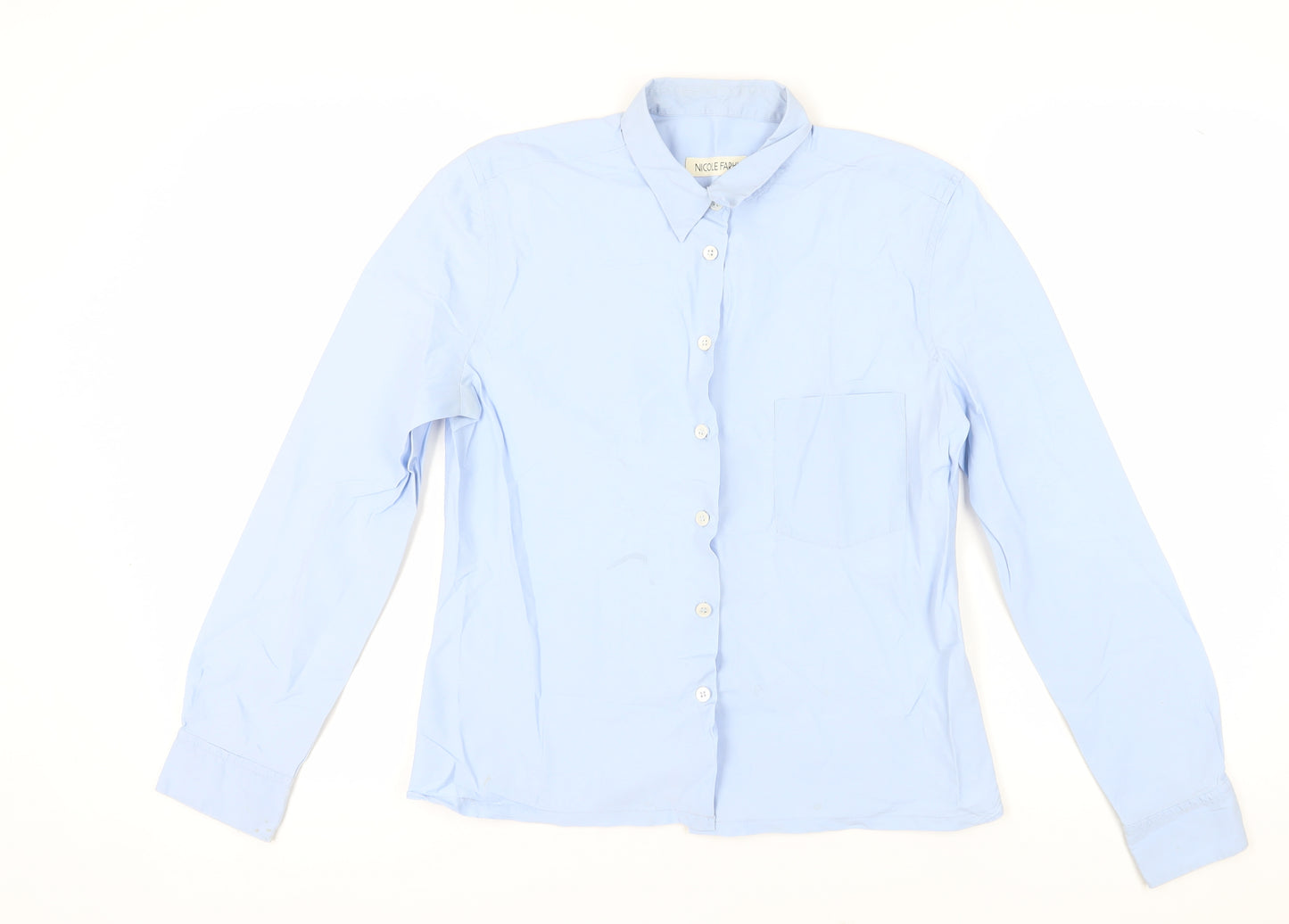 Nicole Farhi Women's Blue Button-Up Shirt UK 12